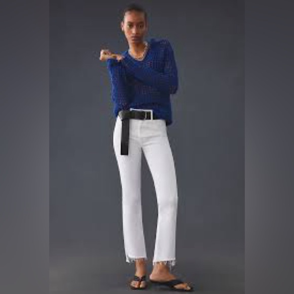 MOTHER The Insider High Rise Crop Step Fray Bootcut Jeans